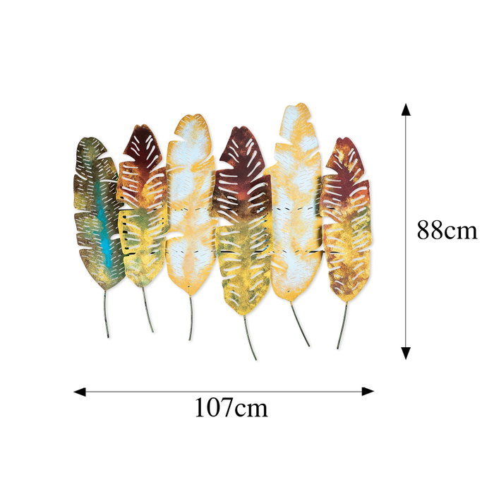 Wallity Leaves v11 Escultura de pared de metal multicolor